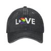 LGBTQ Rainbow Baseball Cap Vintage Distressed Denim Gay Pride LGBT Awareness Ally Snapback Cap Unisex  Outdoor All Seasons Caps