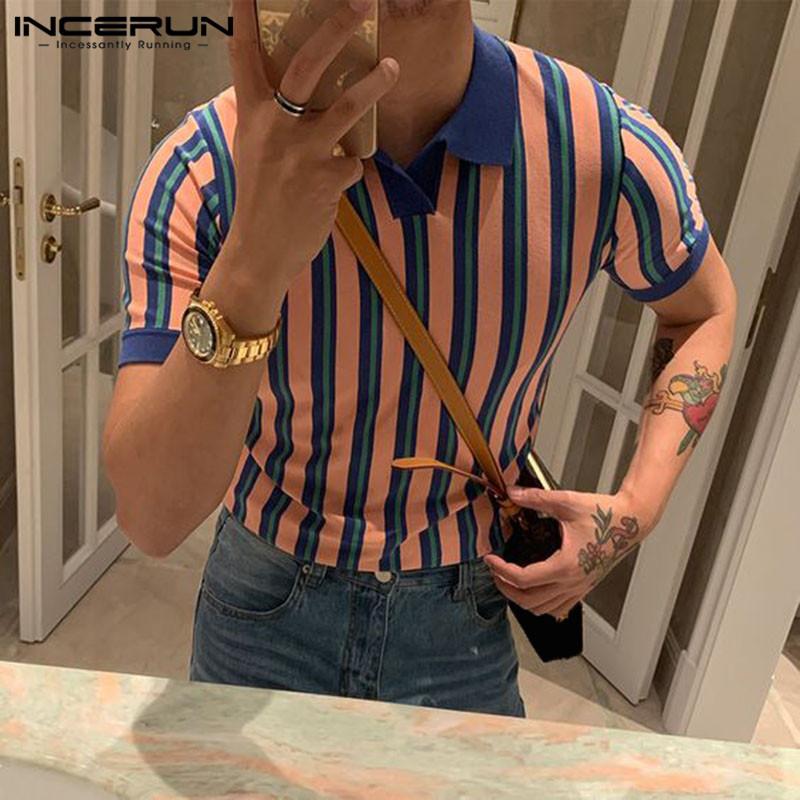 

INCERUN Летние повседневные топы в полоску с короткими рукавами