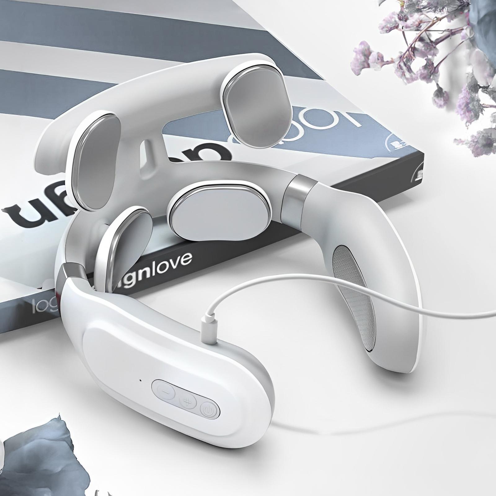 

Portable Neck Shoulder Massager Deep Tissue Kneading 4 Modes 16 Intensity USB Rechargeable for Pain Relief US Plug