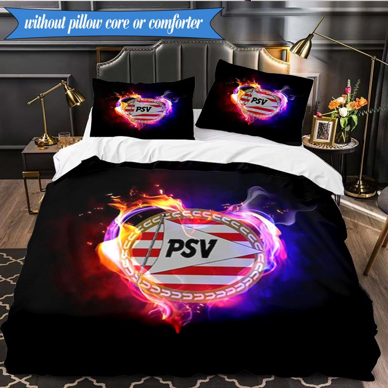 PSV Eindhoven Wappen 3-teilige Bettwäsche, inklusive 1 Bettbezug und 2 Kissenbezügen. Perfekt für Weihnachten, ideal für Schlafzimmer, Wohnheim