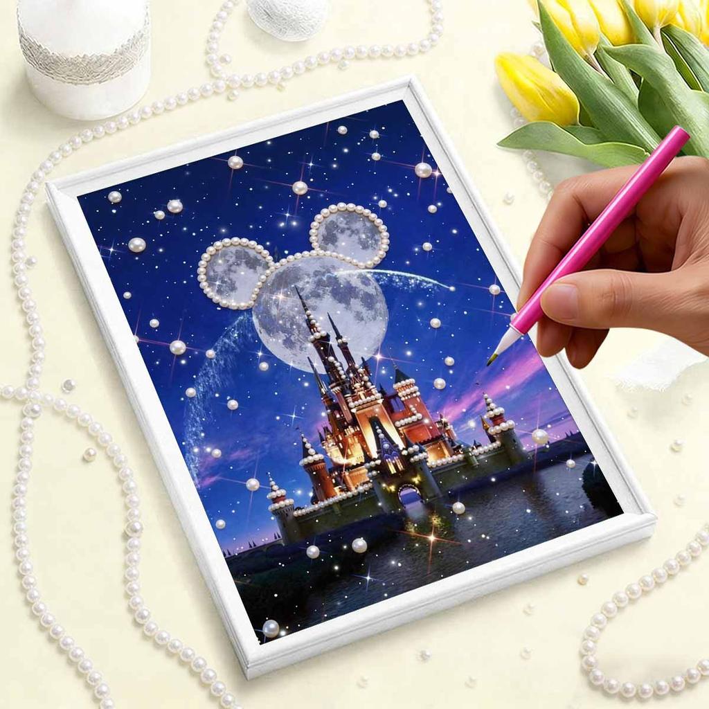 Disney Mickey and Minnie Castle DIY Painting Set Gift Home Decoration Artificial Gemstone Painting Picture Art