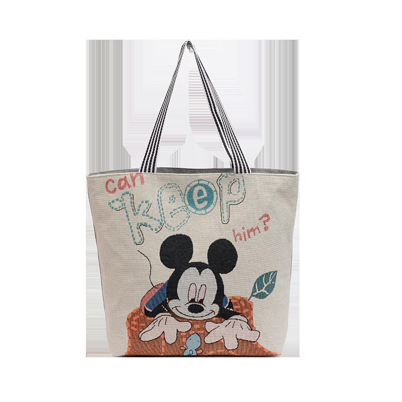 Goldfaden Canvas Tragetasche - Damen Cartoon Schulterhandtasche