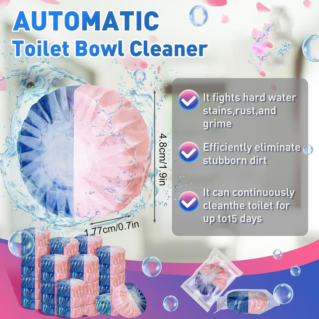 4 Pcs Automatic Toilet Cleaning Blocks Descaling Deodorizing Cleaner Tablets Bathroom Cistern Long-Lasting Cleaning Tablets