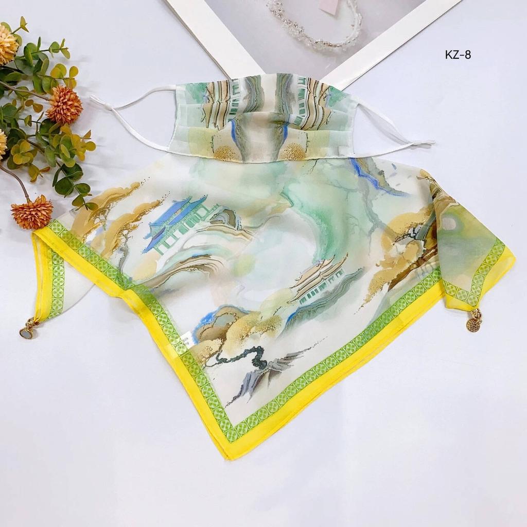 Potato buttercup yarn ice feeling breathable thin mask neck protection silk scarf cover the whole face mulberry spring summer sun protection shade spo
