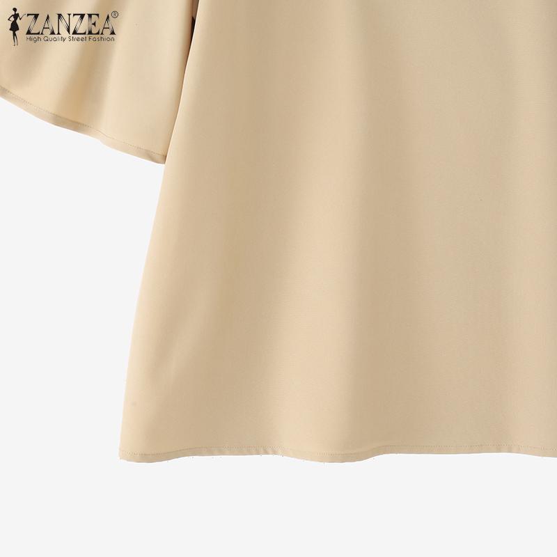 ZANZEA Women Summer V-Neck Flare Half Sleeve Loose Casual Blouse