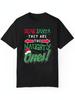 [1pc Funny Print T-shirt] 1pc Casual Cotton T-shirt with "Dear Santa" Naughty List Print