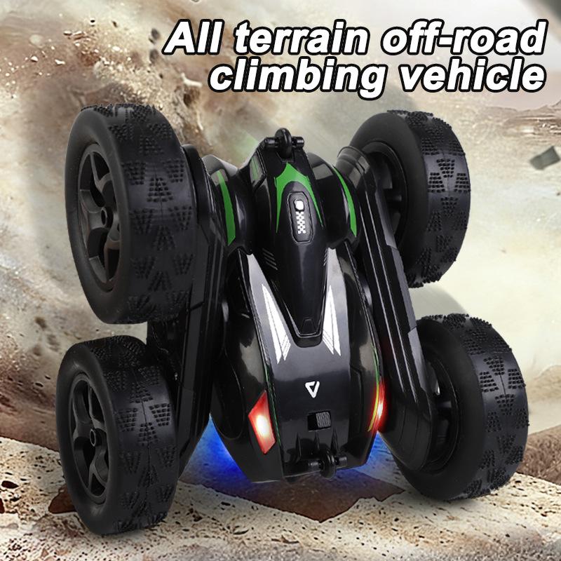 2.4G Remote Control Stunt Car: Four-Wheel Drive, Flipping Swing Arm, LED Lights - Toy for Kids