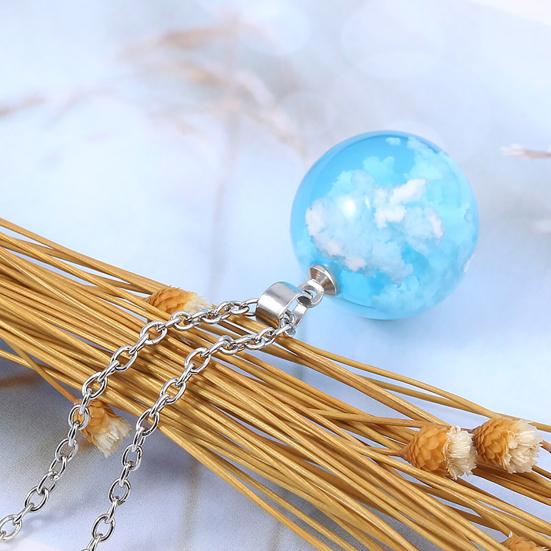 Women Round/Moon Shape Blue Sky Cloud Eagle Pendant Jewelry Gift Chain Necklace