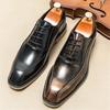 Britain Gentleman Retro Fashion Business Oxfords Men Lace Up Patchwork Patent Leather Formal Shoes Male Wedding Prom Dress Flats