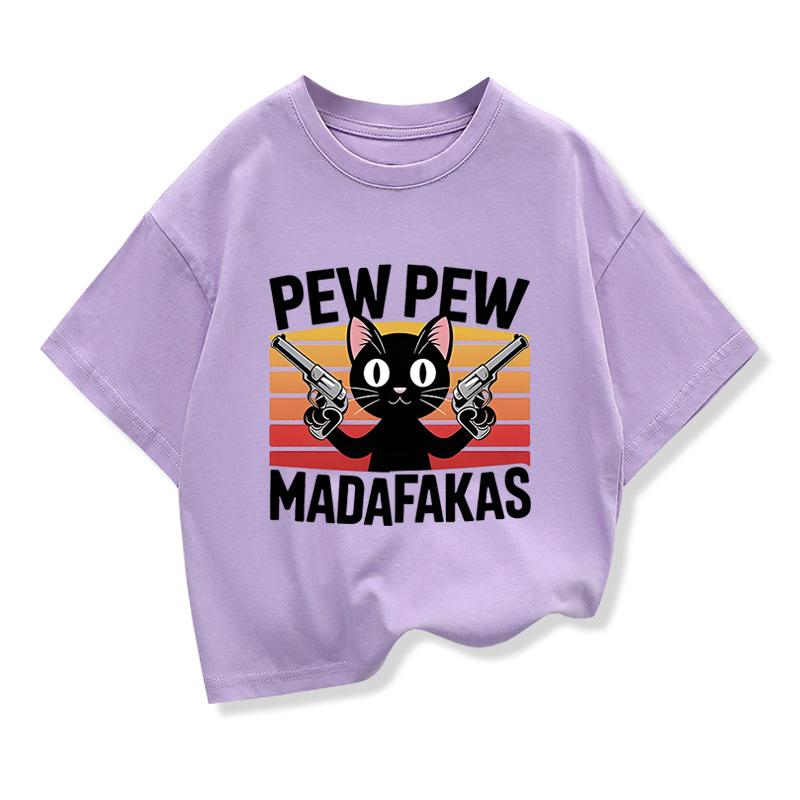 Kids Clothing Tees Summer Funny Cartoon Cat Graphic Fashion Short Sleeve T-shirt Popular Design Children's Loose T Shirts O-neck