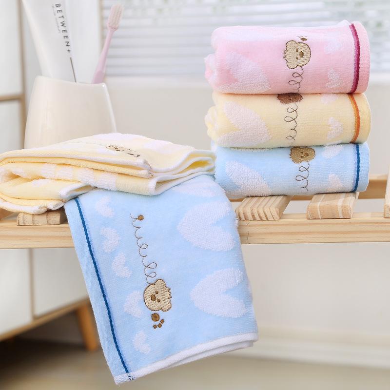 KIDS Soft Children's Cotton Towels Family Children Wash Face Towels Cute Cartoon Bear Face Hand Towel Bathrobe Home Textile Moon