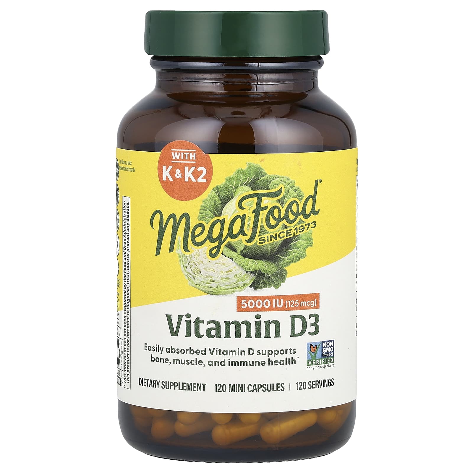 

MegaFood, with Vitamin D3 K and K2, 120 mini capsules