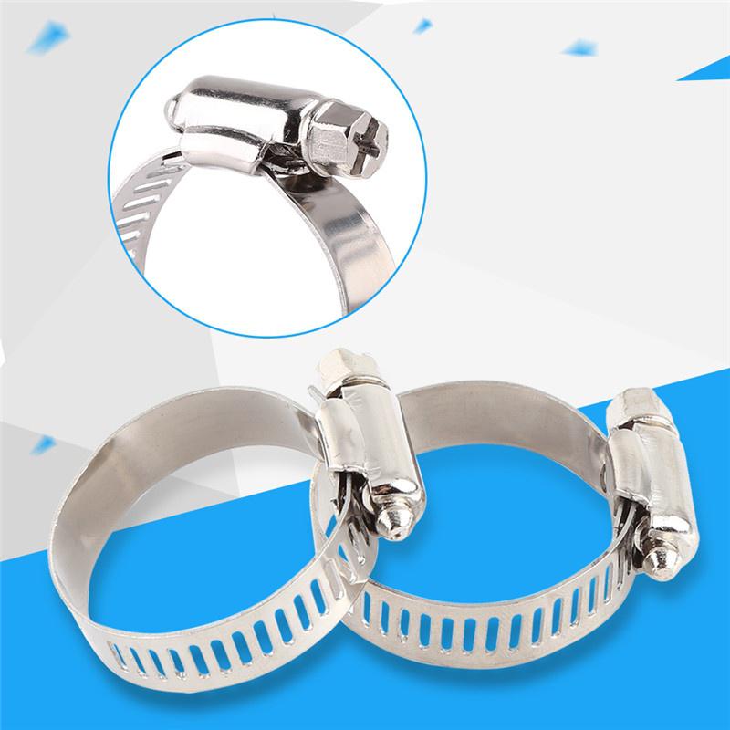 Hose Clamp Silver Stainless Steel Worm Gear 8mm Metal Made 10pcs Hose Clamp Silver Stainless Steel Worm Gear 8mm Metal Made 10pcs