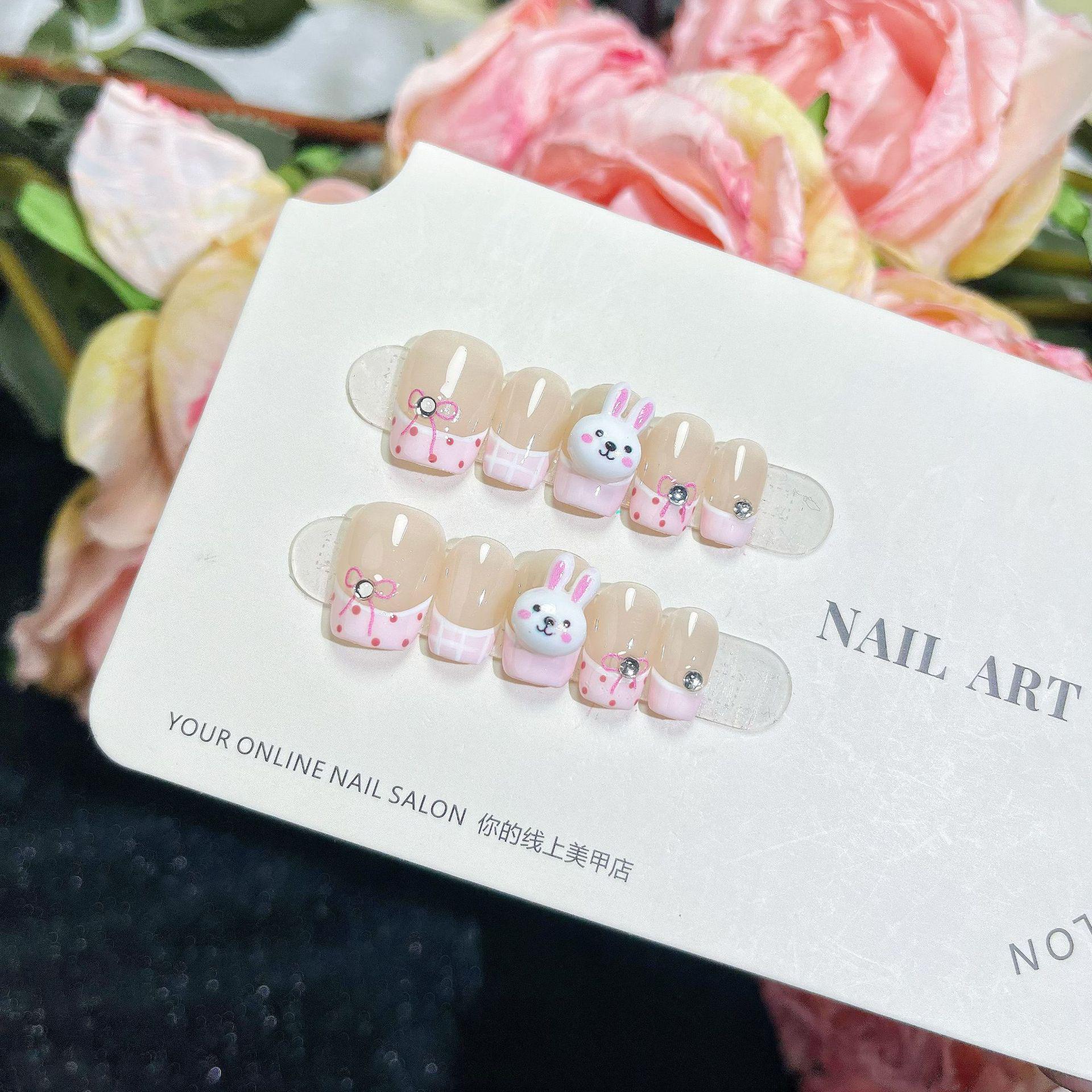 

Handmade Short Bunny Cartoon Nail Art Tips - Cute Wearable False Nails Small