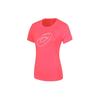 Round Neck Pullover Printed Logo Short Sleeve T-Shirt Women Tops Fluorescent-Pink 2012C841-700