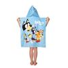 Poncho de bain Disney Bluey, poncho enfant à capuche, motif Bingo et Bandit, 50 x 115 cm, 100 % coton
