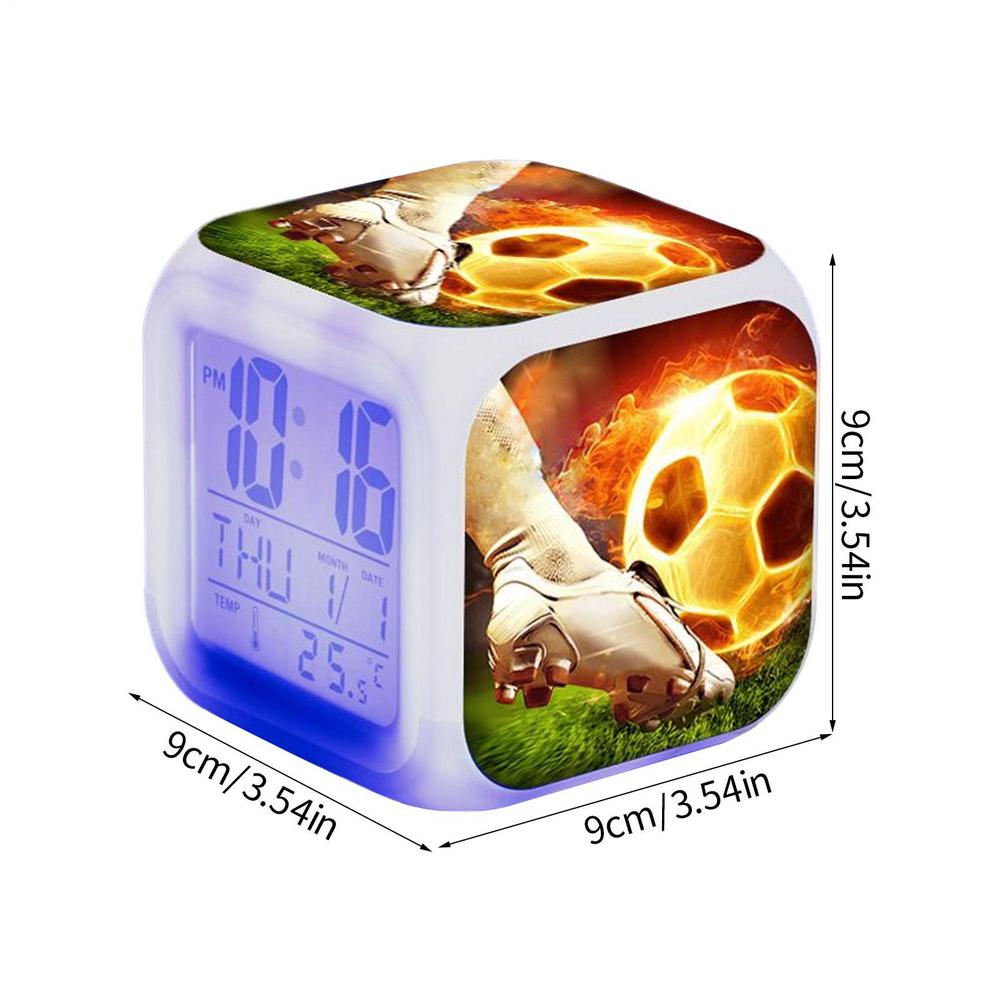Creative Football Alarm Clock Kid Alarm Clock Bedside Alarm Clock Night Light Color Change 7 Colors Led Alarm Clock Home Decor