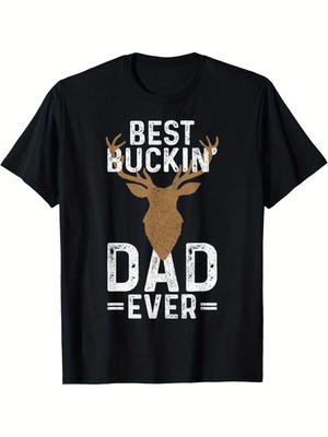 Bester Hirschjagd-Papa aller Zeiten Lustiges Hirsch-Geschenk T-Shirt Sommer Bequem Lässig Kurzarm T-Shirt