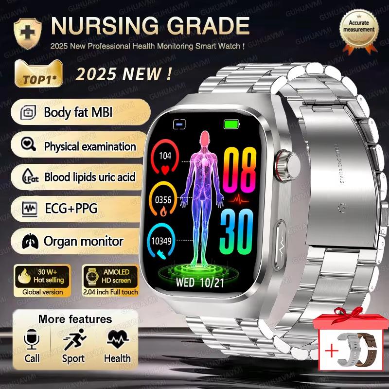2025 New Blood Lipid Uric Acid Treatment Smart Watch Men ECG+PPG Heart Rate Sports HD Call Health Track for Samsung Smartwatch