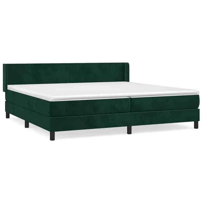 Exclusive House - Slatted Bed Base and Mattress Dark Green 200x200cm Velvet