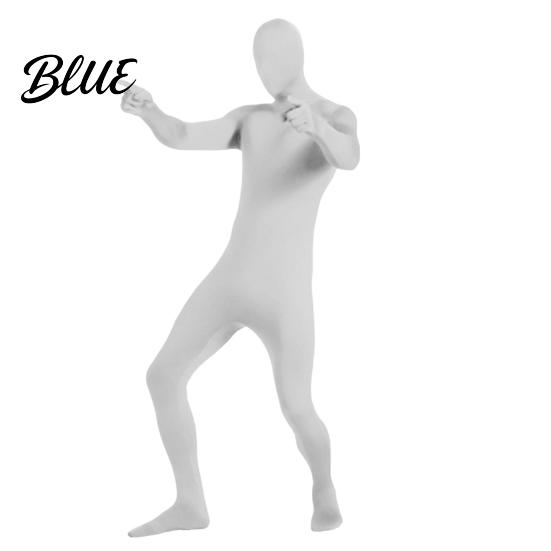 Unsichtbarer Mann Strumpfhose Bühnenperformance Jumpsuit mit Reißverschluss Komplettes Outfit Halloween Karneval Cosplay Anzug Kostüm Hauteng Rollenspiel 150CM weiß