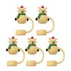 2/5/10Pcs Christmas Straw Cover Cute Ghost Design Silicone Straw Cap Dustproof Splash Proof 10mm Straw Tips Washable Anti-Slip Fit Lids Cup