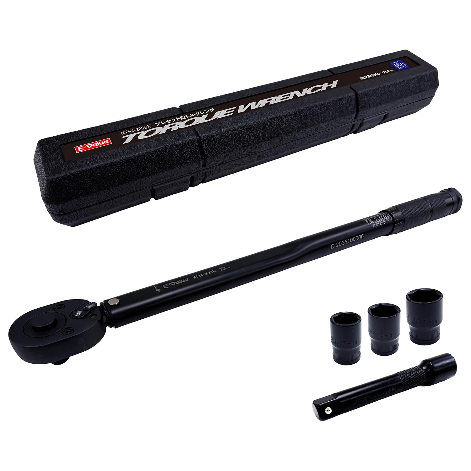 

Предустановленный крутящий момент 45 Включает короткую головку Значение E NTR4-200BK Ключ, Черный, 40-200 Нм, Зубья, Привод 12,7 мм, чёрный