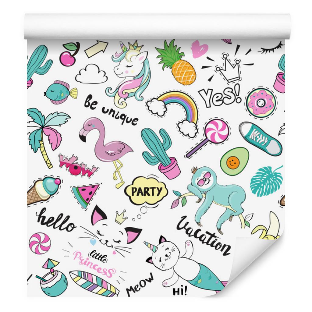 Colorful Unicorns and Friends Wallpaper for Living Room and Bedroom 50x1000