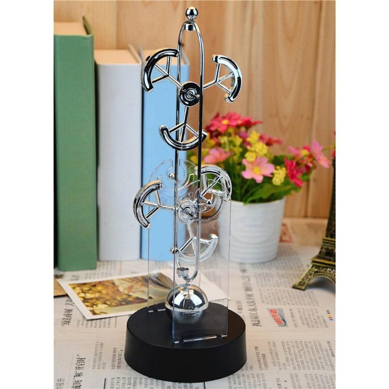 Metal and Plastic Double-Swinging Chaotic Desk Sculpture Electric Forever Motion Toy Balance Pendulum Balls