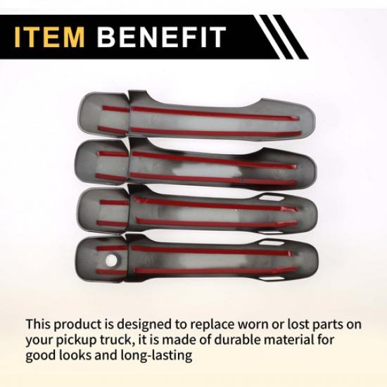 4 st Yttre dörrhandtagsskydd för Toyota 4Runner 2010- med 2 knappsatser Svart