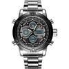 AMST Famous Luxury Brand Digital Quartz Analog Display Dual Time Men Stainless Steel Sport Military Man Waterproof Wrist Watches