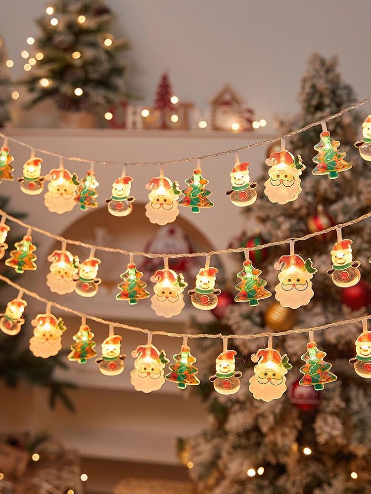 Warm Light Acrylic Snowman & Reindeer Christmas Tree Ornaments - Decorative String Fairy Lights