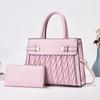 Fashionable Solid Color Letter Print Pleated Design Handbag With Wallet For Women