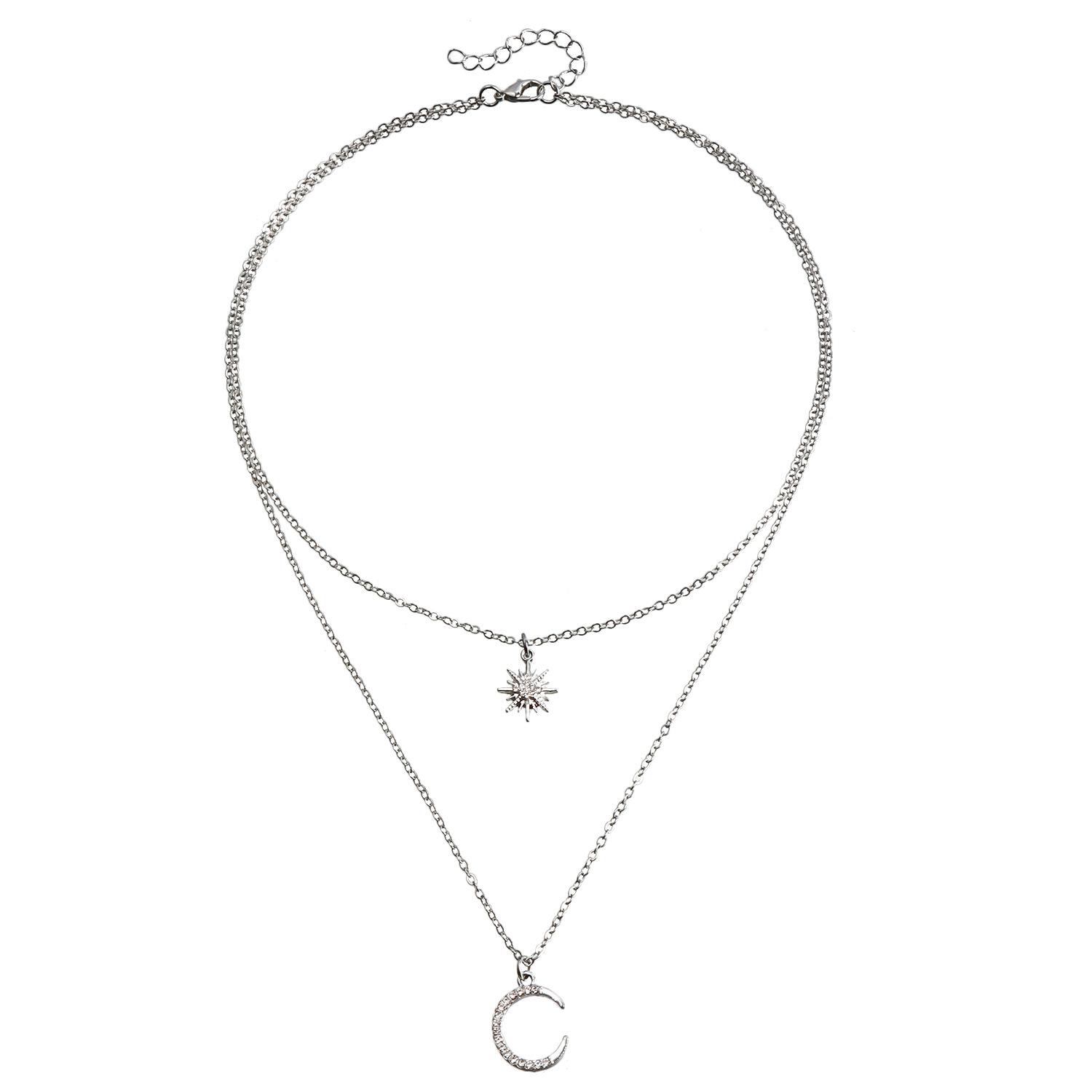 

Ювелирные изделия, Двухслойное ожерелье «Солнце и Луна», инкрустированное бриллиантами, Цепочка на ключицу «Октаграмма ветра»