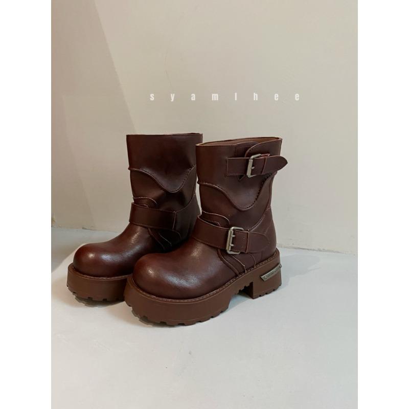 

Женские ботинки Мартина новая модная платформа тренд нескользящие увеличивающие рост большая голова короткие ботинки универсальные туфли с низким верхом 35 коричневый