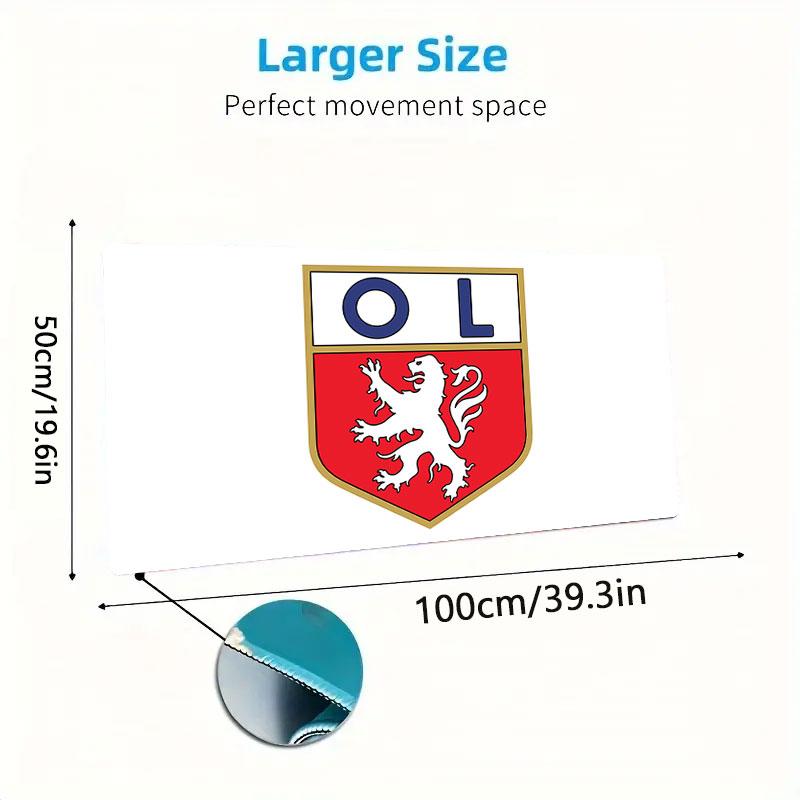 Olympique Lyonnais Football Team Mouse Pad, Large Gaming Desk Mat, Non-slip XXL Mousepad for Laptop & Tablet, Mini PC Playmat with Stitched Edges