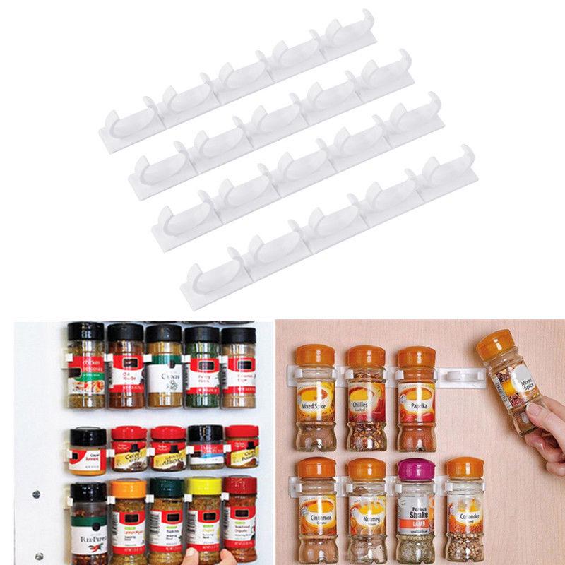 N 4pcs Clip Store Home Kitchen Stick Spice Wall Rack Storage Organizer Grippe