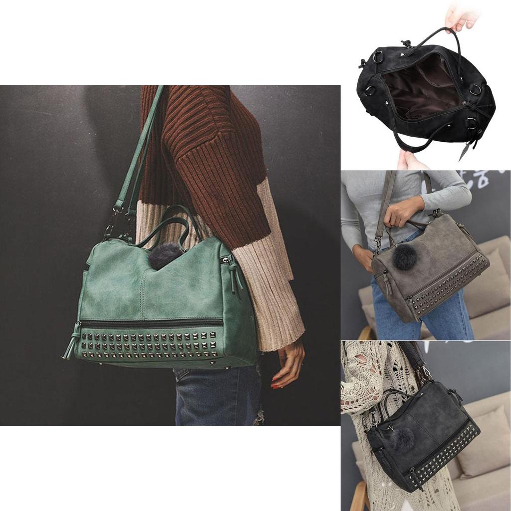 Chic And Spacious Casual Women Large Capacity Solid Rivet Shoulder Messenger Crossbody Bags