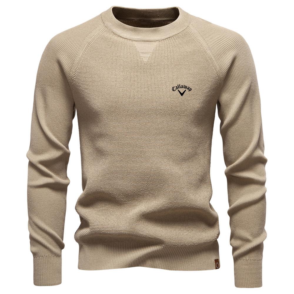 Callaway 2025 Autumn and Winter Embroidery New Round Neck Fashionable Solid Color Sweater Men's High-quality Business Casual Knitted Men's Sweater