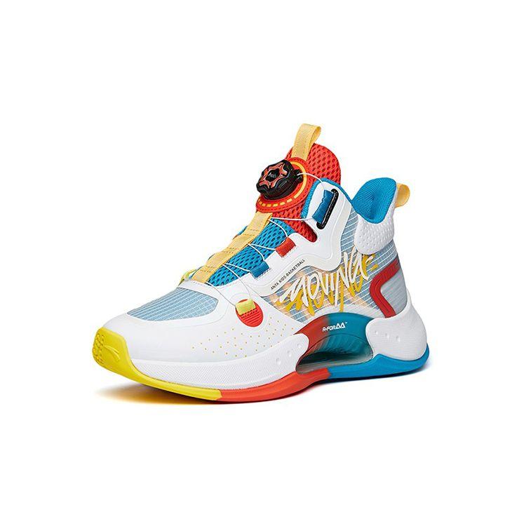 Anta Youth  Shock Absorbing Non-Slip Durable High-Top Basketball Shoes Kids sneaker White Blue 312211111-4
