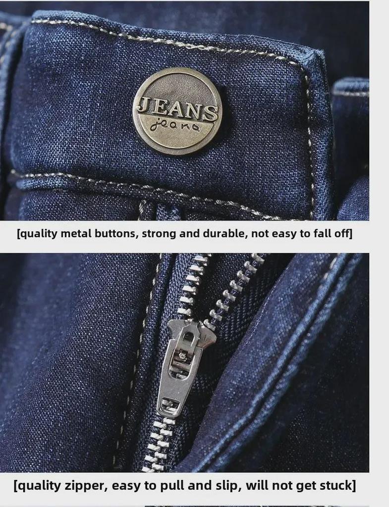Men's Winter Fleece-Lined Thick Jeans: Loose Straight, Durable Warm Pants