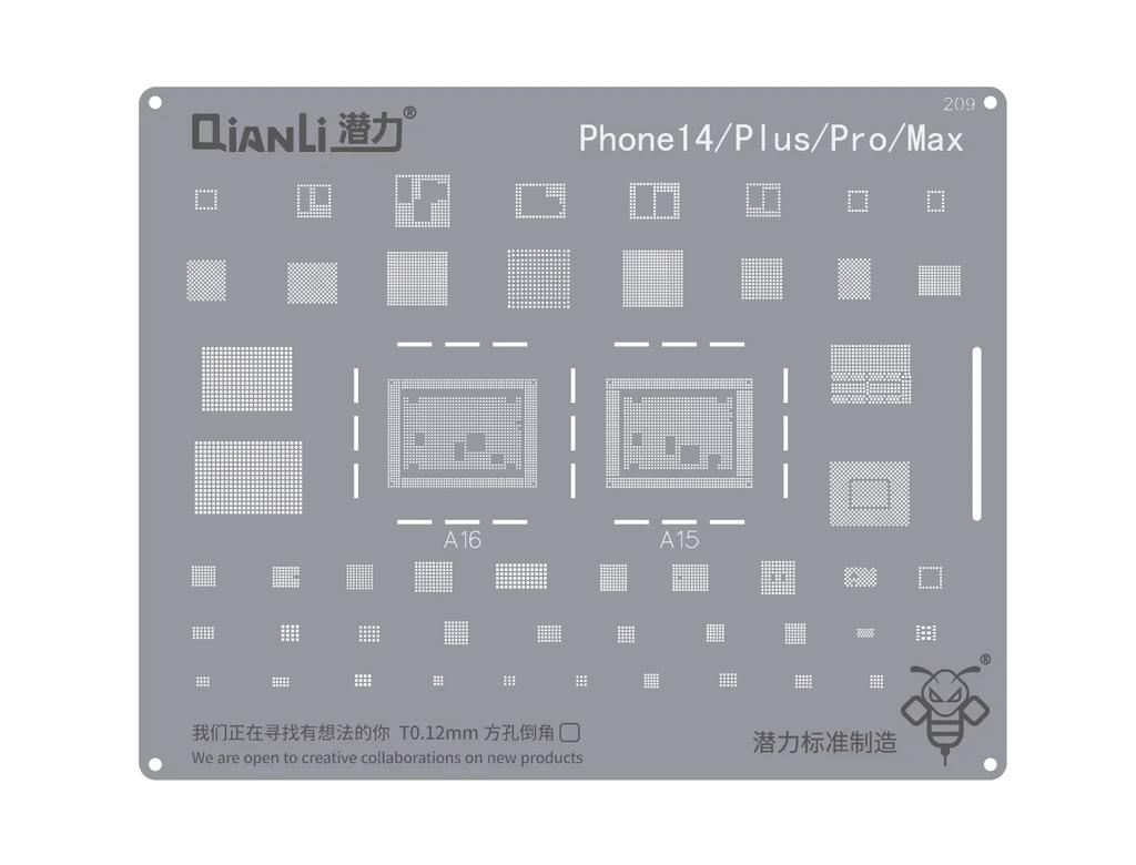 QIANLI MEGA-IDEA Black BGA Reballing Stencil Multifunction Universal Net for iPhone 6-17 Pro Max Planting Tin Steel Mesh Tools