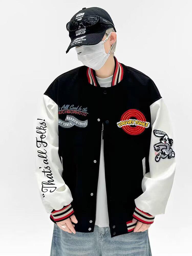 

Унісекс Мультяшна Вишита Бейсбольна Куртка - Трендовий Хіп-Хоп Стиль для Весни та Осені XXL