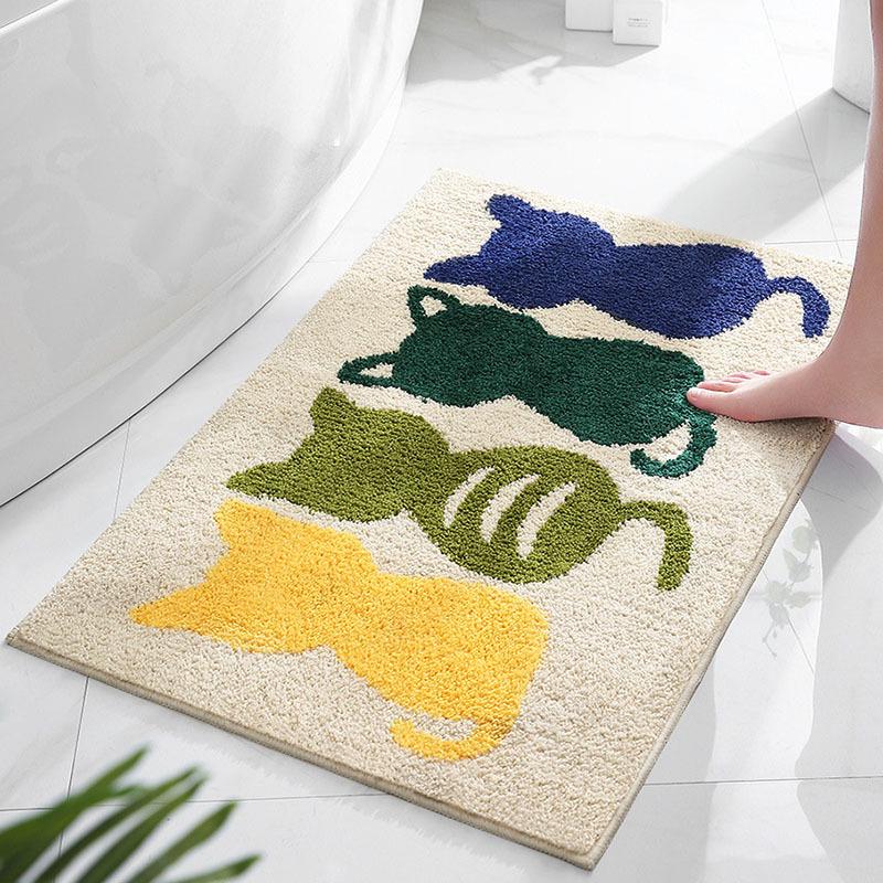 Cartoon Bathroom Non-Slip Faux Cashmere Absorbent Floor Mat