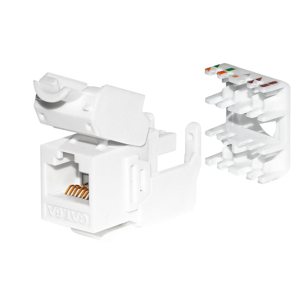Moduł keystone Jack RJ45 kat. 6A UTP, beznarzędziowy, biały Netrack