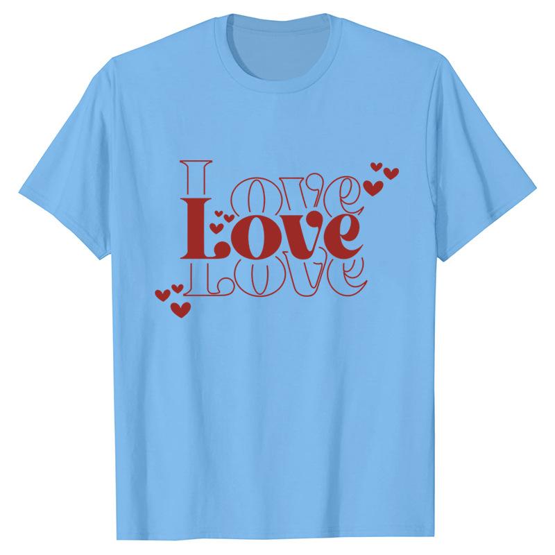 Funny Valentine Printed Couple's Versatile Casual Top Fashion High Street T-Shirts Women’s