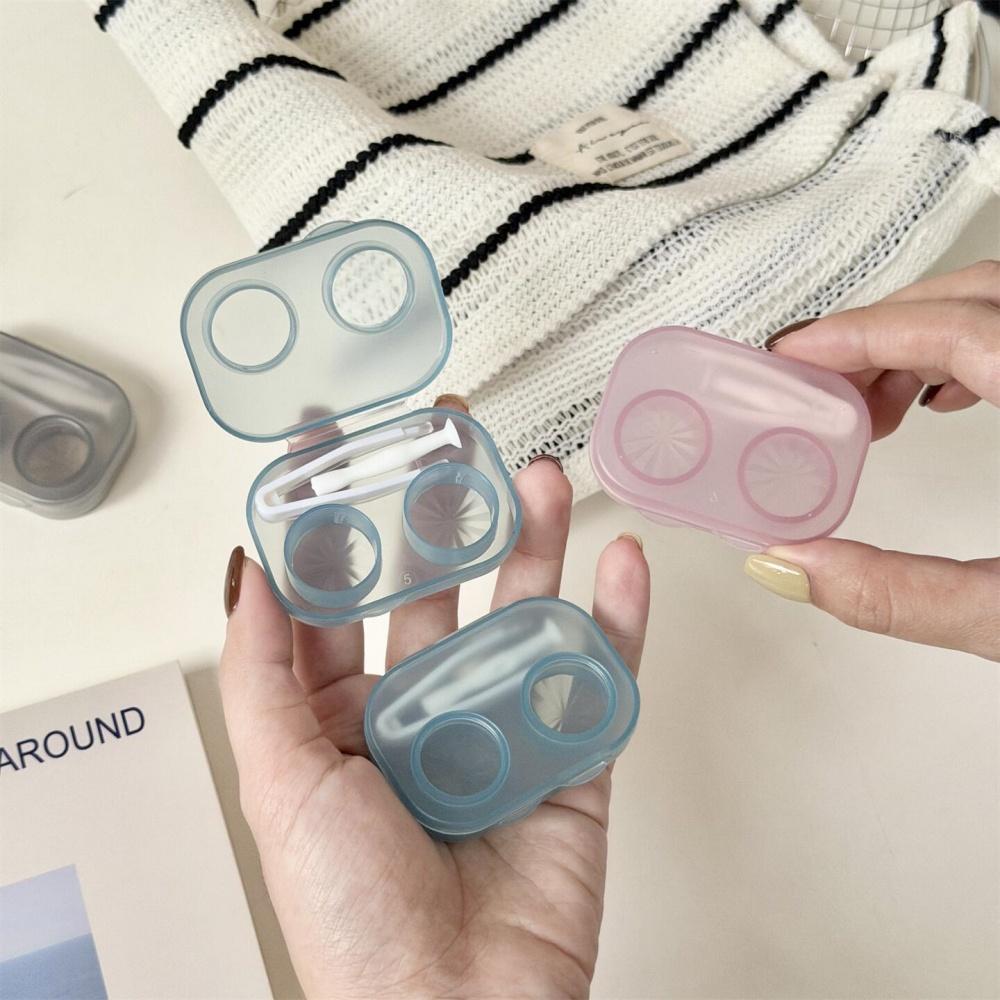 1pc Ins Contact Lens Box Portable Transparent Minimally Integrated Companion Box Girls Travel Contact Lens Case with Tweezers