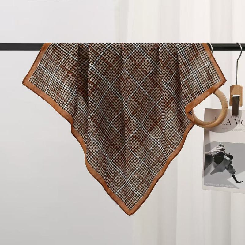 Old Money Wind Cashew Flower Cotton Brown Small Square Scarf Silk Scarf Scarf Shirt Shawl Hair Band Belt Scarf