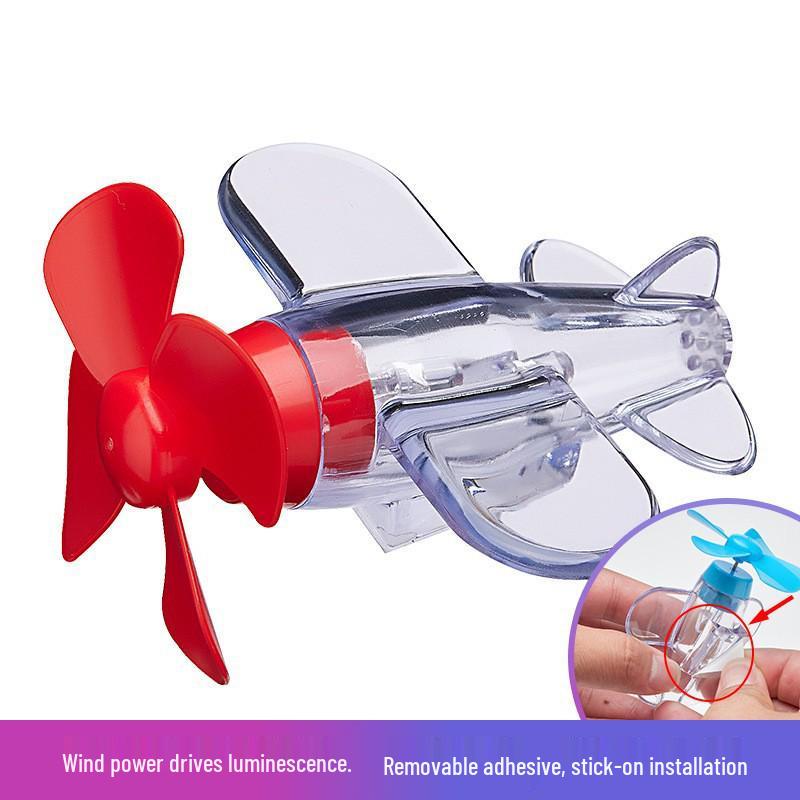 Colorful LED Light Wind-Powered Airplane Ornament for Cars and Motorcycles