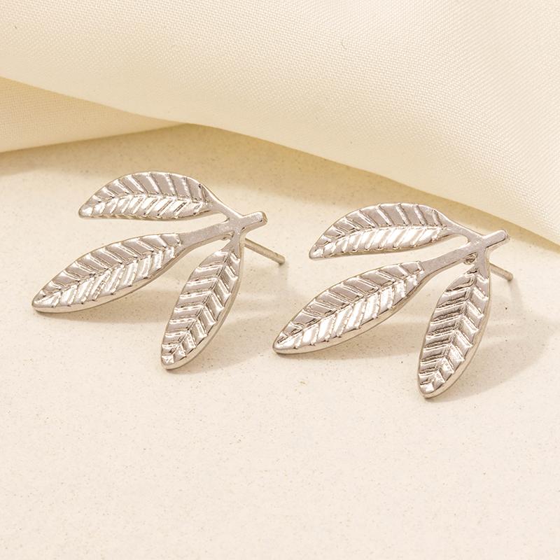 Elegant Plant Rose Flower Leaf Ear Studs For Women Men Accessories Real Gold Plated Stainless Steel Earrings Kpop Fashion Aretes